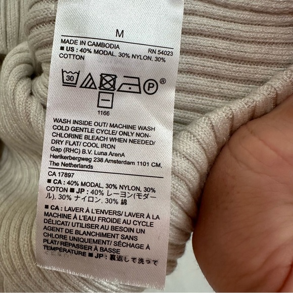 Banana Republic Women’s Modal Long Sleeve Textured Turtleneck Sweater Cream Med - Picture 3 of 6